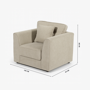 Aleena Single Seater with Dimensions in White Background from Living point