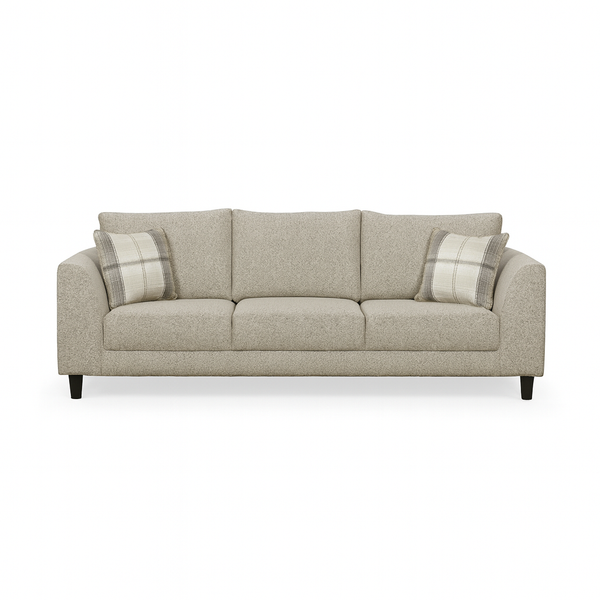 Alexa 2 Seater Sofa with plaid cushions and dimensions from Living point