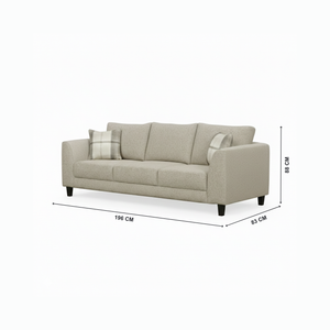 Alexa 3 Seater Sofa with plaid cushions and dimensions from Living point
