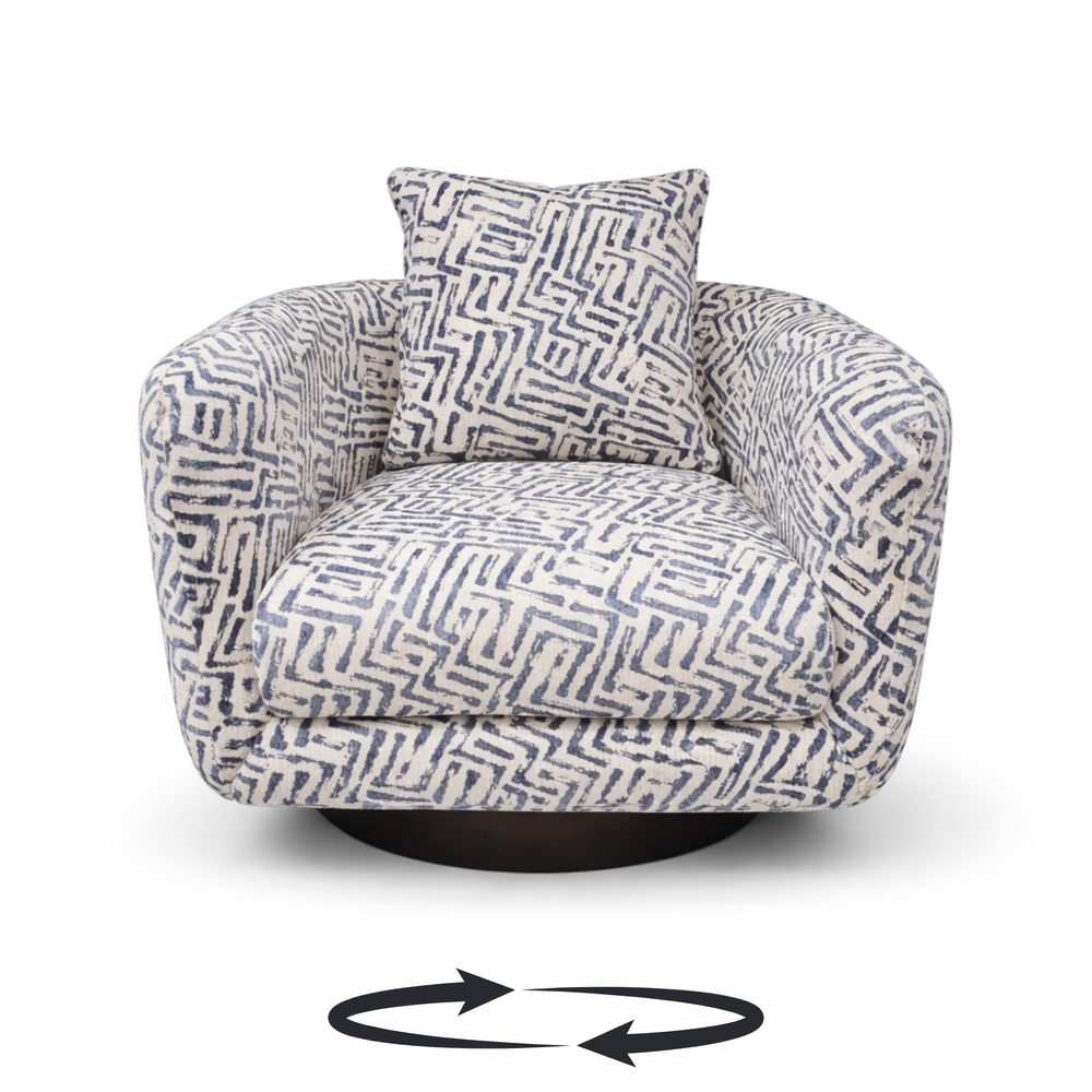 Navy Shell Weave - Barbera Swivel Chair Living Point