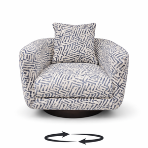 Navy Shell Weave - Barbera Swivel Chair Living Point