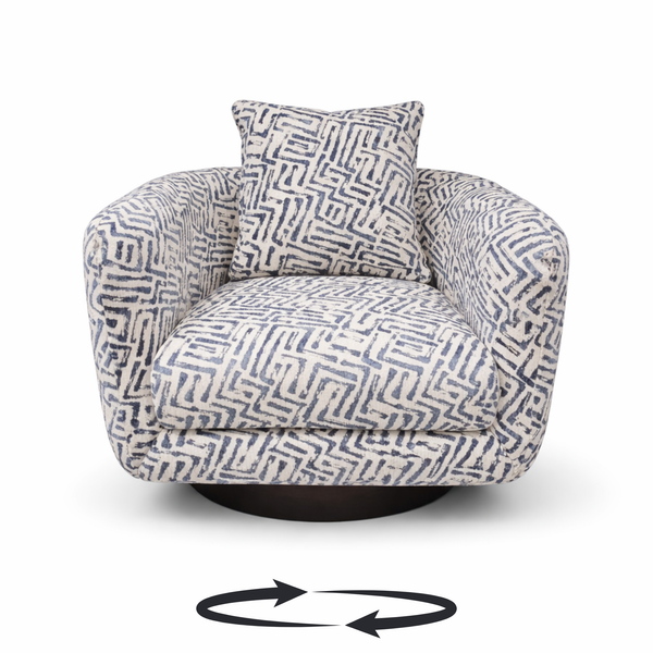Navy Shell Weave - Barbera Swivel Chair Living Point