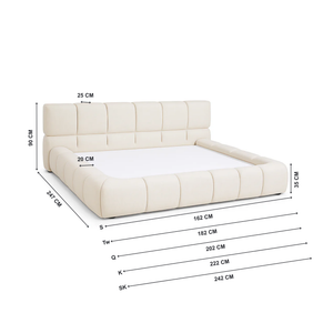 Bennett Upholstered Bed Frame With Dimensions
