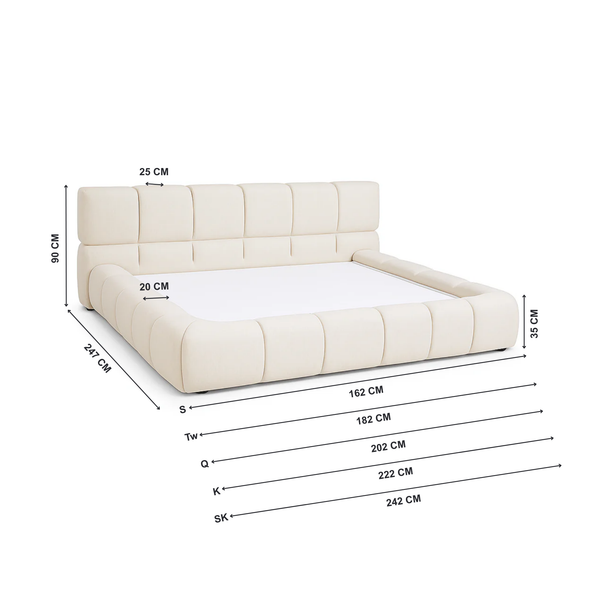Bennett Upholstered Bed Frame With Dimensions