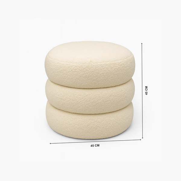 Bongo Pouf – White Soft Bouclé Living Point