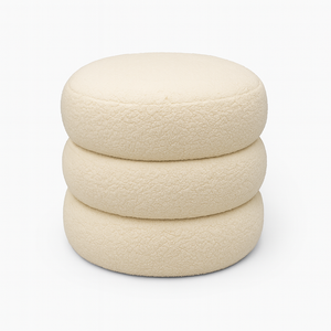 Bongo Three-Layer Pouf – White Soft Bouclé Living Point AE
