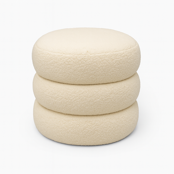 Bongo Three-Layer Pouf – White Soft Bouclé Living Point AE