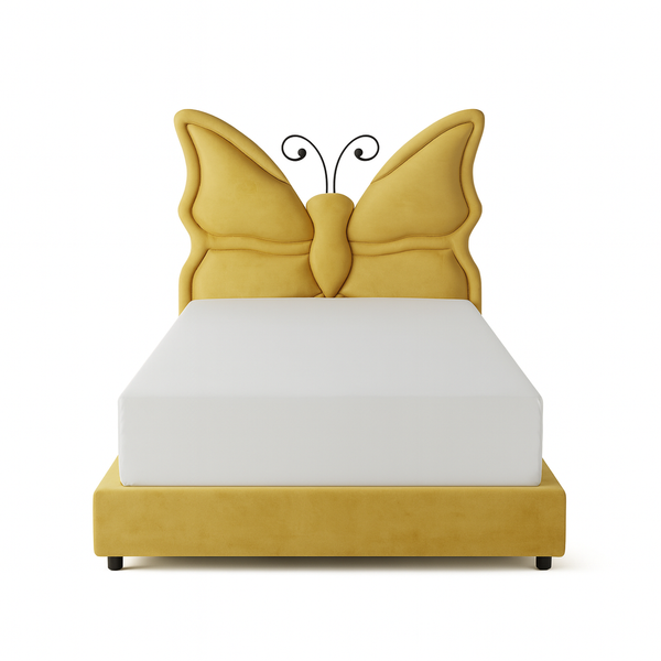 Butterfly Bed kids bed frame mustard yellow fabric from Living point