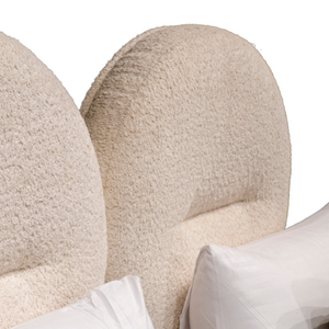 Cora Upholstered Bed Heaboard fabric close view from Living point