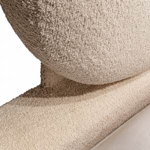 Cora Upholstered Bed fabric close view from Living point