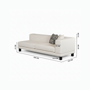 Cove Corner L Shape Sofa 2 Seater with Measurments in The White Background from Living point