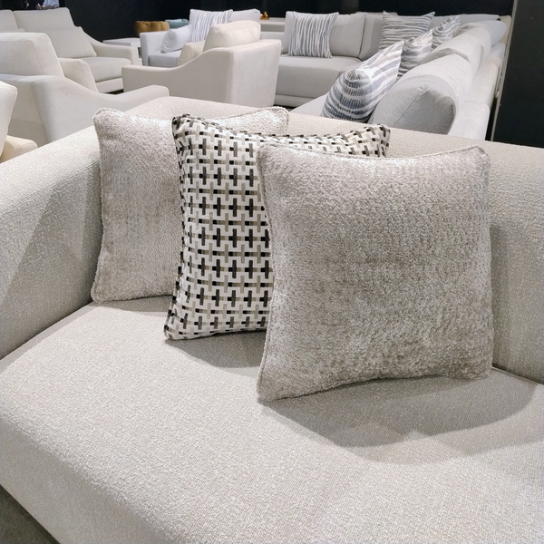 Cross Weave & Cream Textured Chenile Pillow Set of 3 Lifestyle Image from Living Point