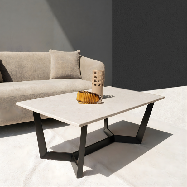 Dalton Marble Coffee Table Corner View from Living point