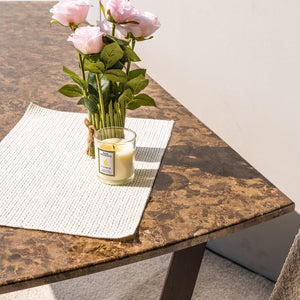 Dalton Marble Dining Table Top Close View from Living point