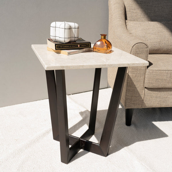 Dalton Marble End Table Lifestyle Image from Living point 
