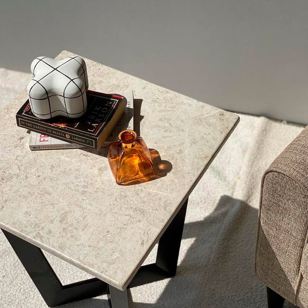 Dalton Marble End Table Top View from Living point