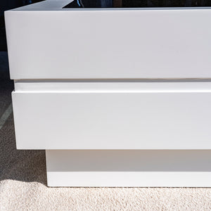 Eric Glass Coffee Table Side View from Living point