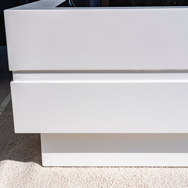 Eric Glass Coffee Table Side View from Living point