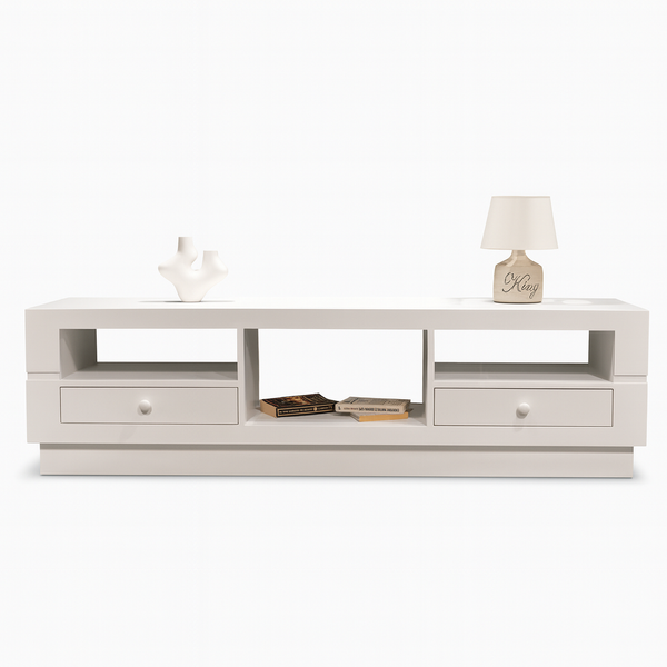 Eric TV Unit – White Media Console with Drawers Image from Living point