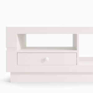 Eric TV Unit – White Media Console with Drawers Image Close View from Living point
