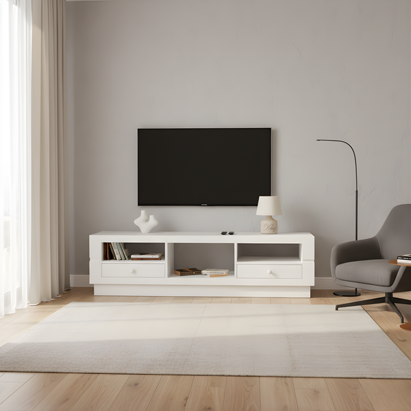 Eric TV Unit – White Media Console with Drawers Lifestyle Image from Living point