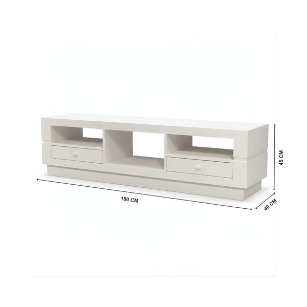 Eric TV Unit – White Media Console with Drawers Living Point