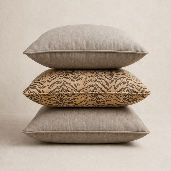 Faded Safari Print & Dusk Brown Chenille Pillow Set of 3 from Living Point