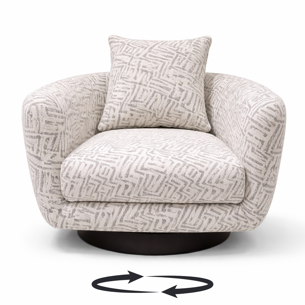Grey Shell Weave - Barbera Swivel Chair from Living Point