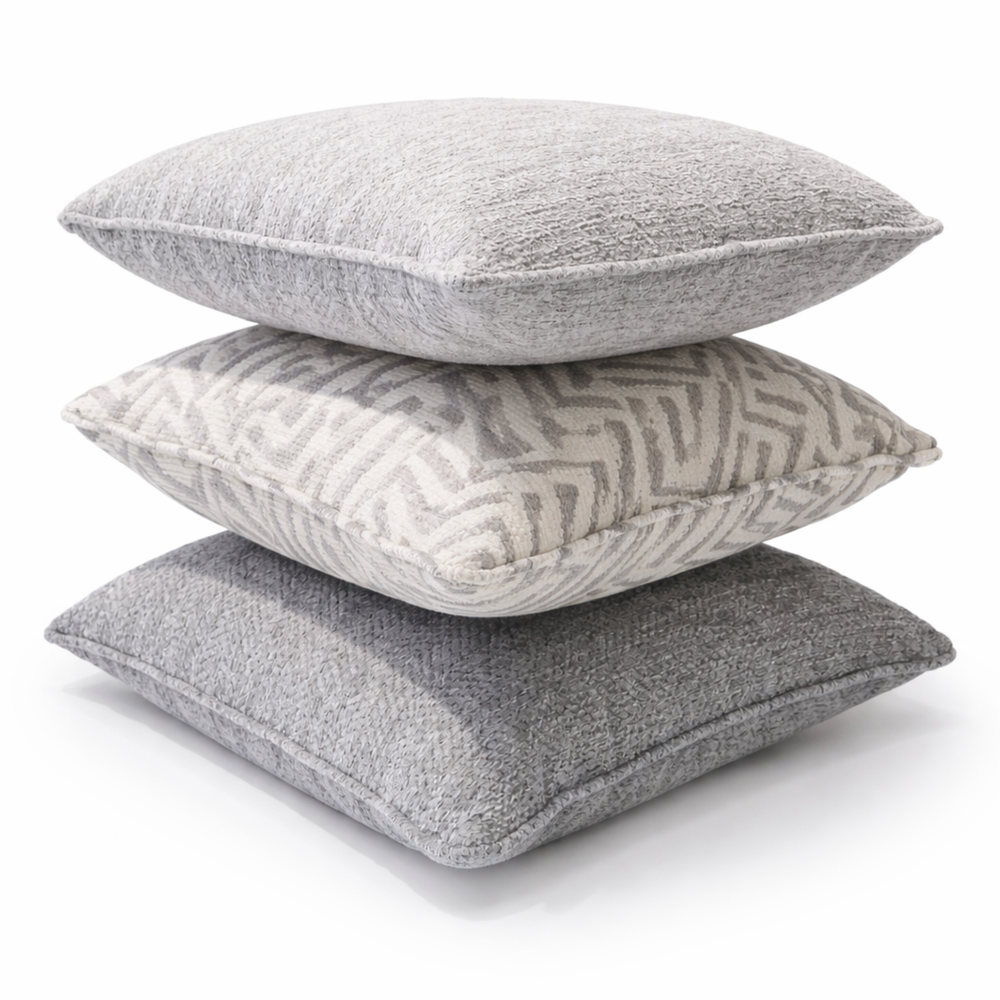Grey Shell Weave & Silver Mist Chenille Pillow Set of 3 from Living Point