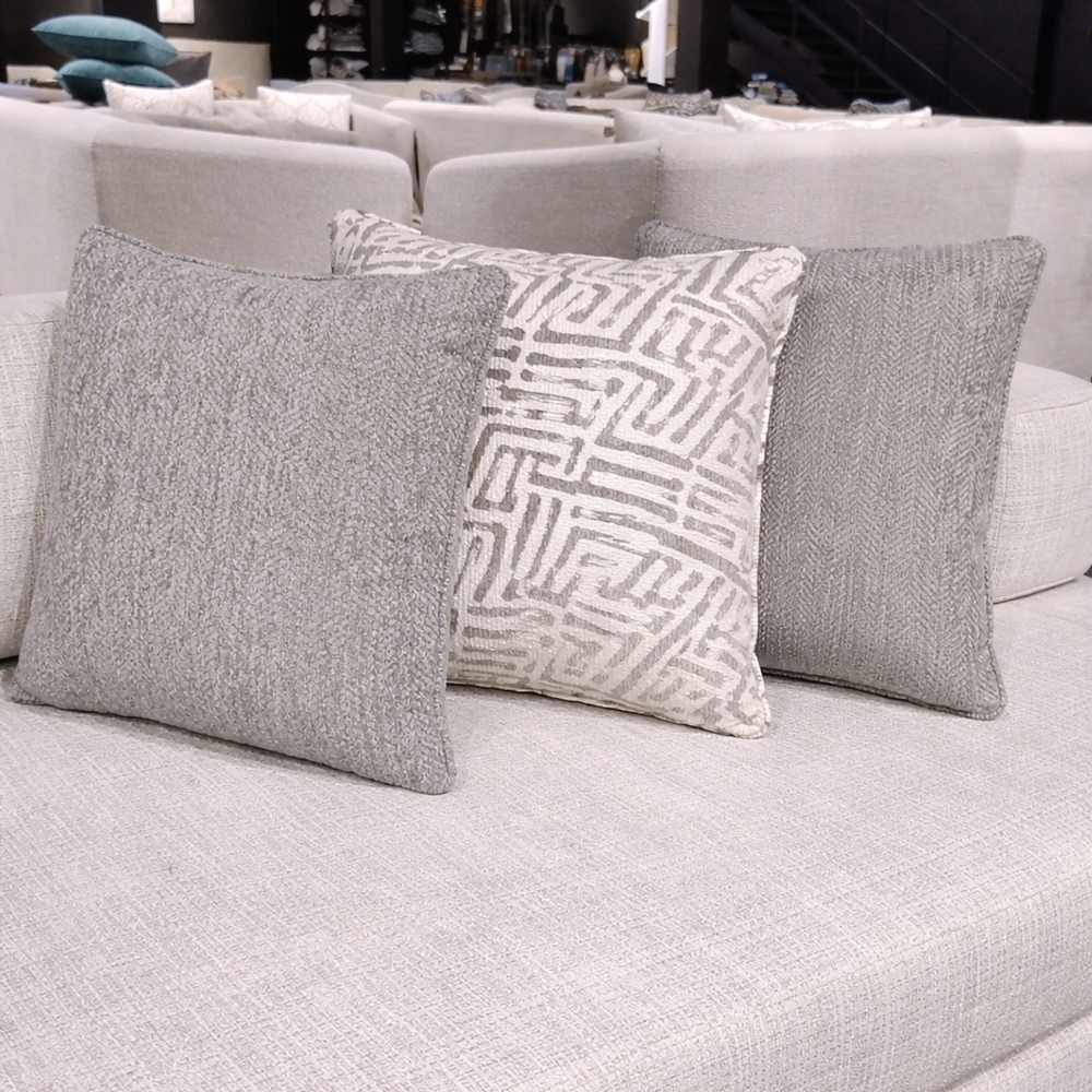 Grey Shell Weave & Silver Mist Chenille Pillow Set of 3 from Living Point
