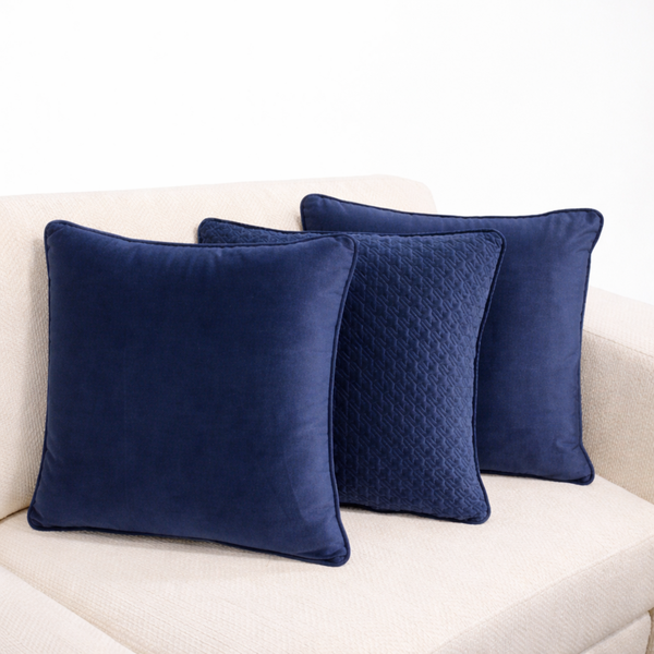Imperial Blue & Mosaic Quilt Pillow Set of 3 Lifestyle Image from Living Point
