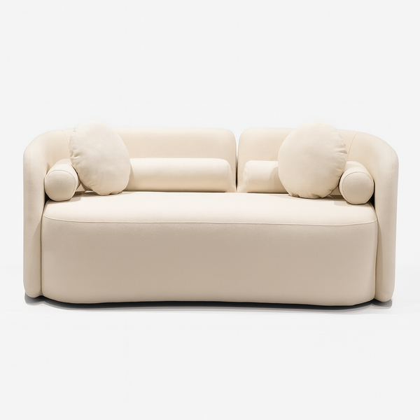 Jersey 2 Seater Beige Sofa Front View from Living point