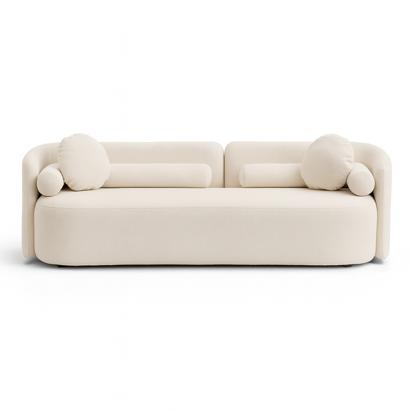 Jersey 3 Seater Beige Sofa Front View from Living point
