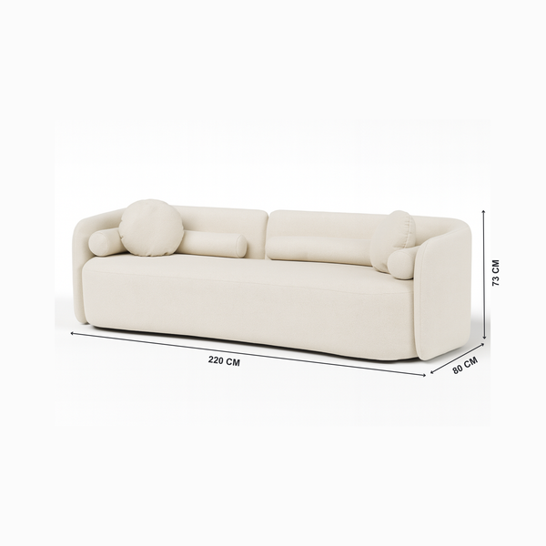 Jersey 3 Seater Beige Sofa with dimensions from Living point