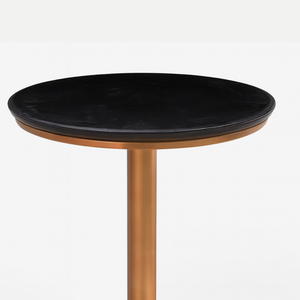 Joey Bar Table top close view - Living Point. Champaign gold color leg, Glass top. 