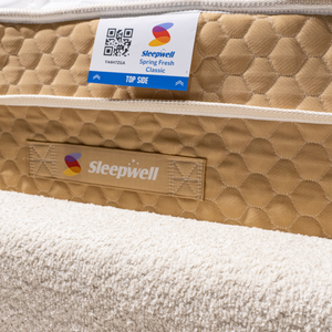 Lars Upholstered Bed Base close view from Living point