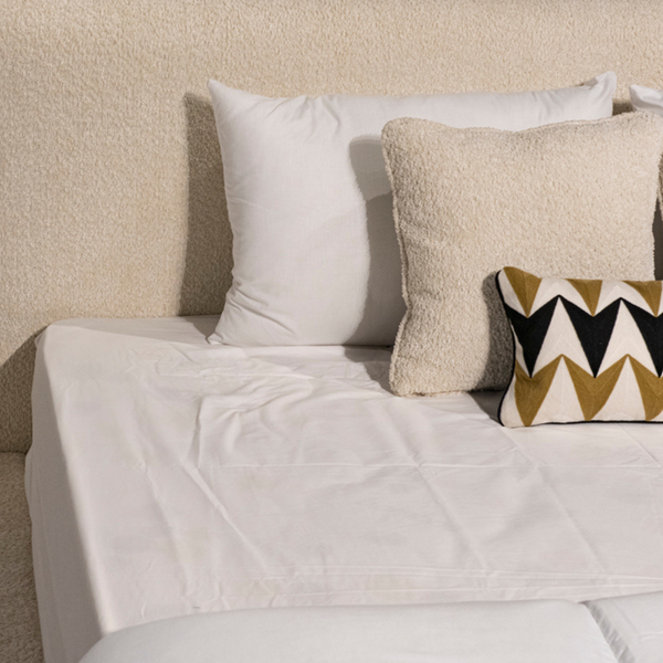Lars Upholstered Bed Headboard close view from Living point