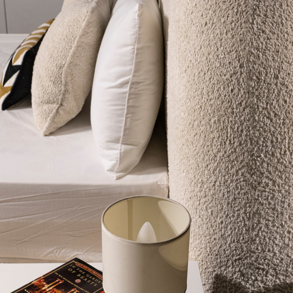 Lars Upholstered Bed Headboard side close view from Living point
