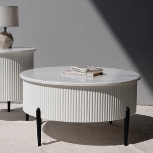 Larson Marble Coffee Table front view from Living point