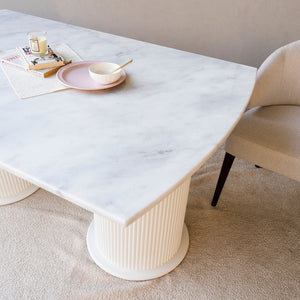 Larson Marble Dining Table Close View from Living point
