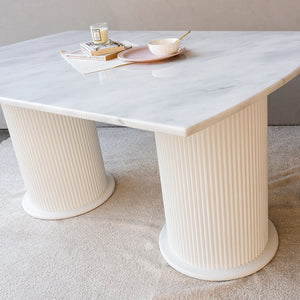 Larson Marble Dining Table Corner View from Living point