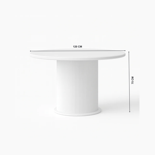 Larson Round Dining Table with Dimensions from Living point