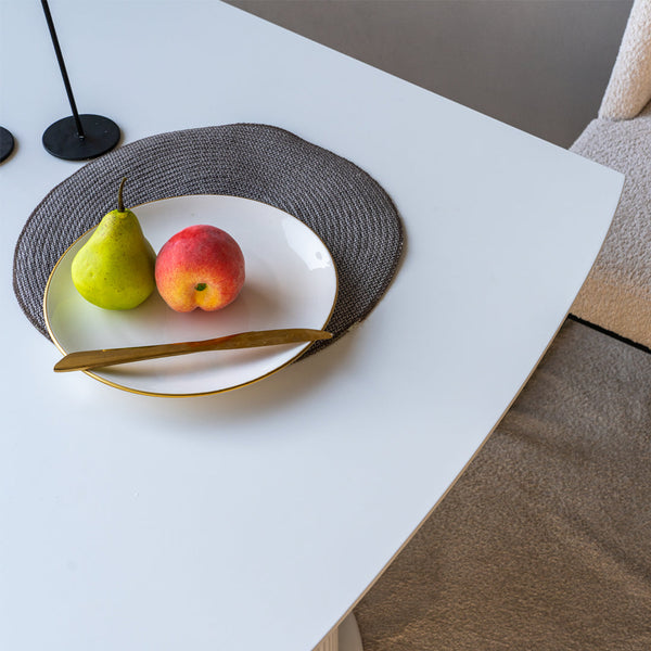 Larson Wooden Dining Table top close view from Living point