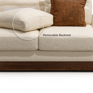 Lincoln 2 Seater Ash Wood Sofa Fabric Close View from Living point