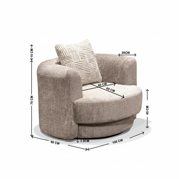 Marz Single Seater Sofa with Dimensions from Living point