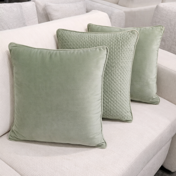 Mediterranean Olive & Lattice Quilt Pillow Set of 3 Lifestyle Image from Living point