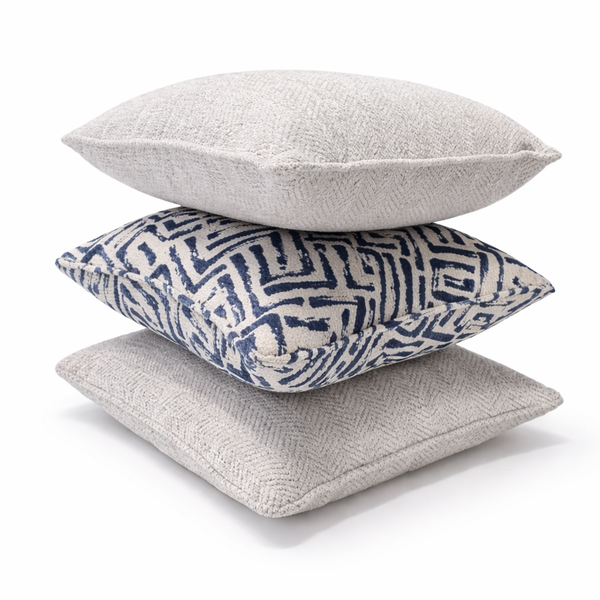Navy Shell Weave & Crème Texture Pillow Set of 3 from Living Point