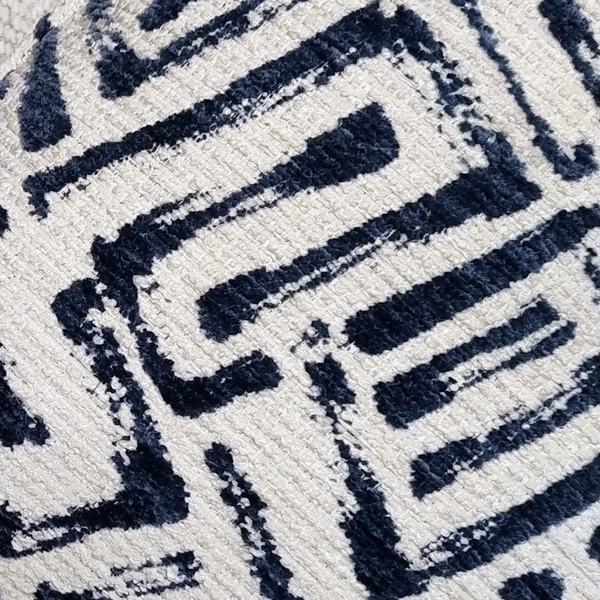 Navy Shell Weave Pillow Fabric Close View from Living Point
