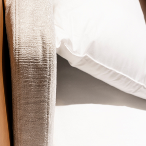 Nicholas Bed Fabric Close View from Living point