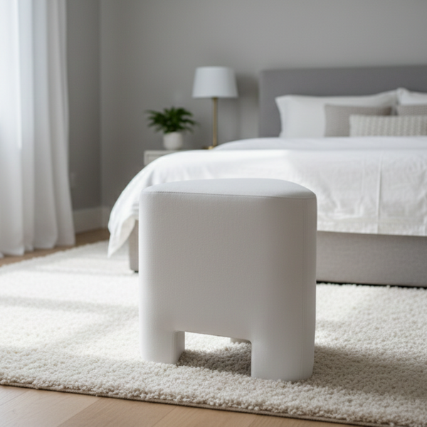 Pebble Fabric Pouf Ottoman Lifestyle Image from Living point